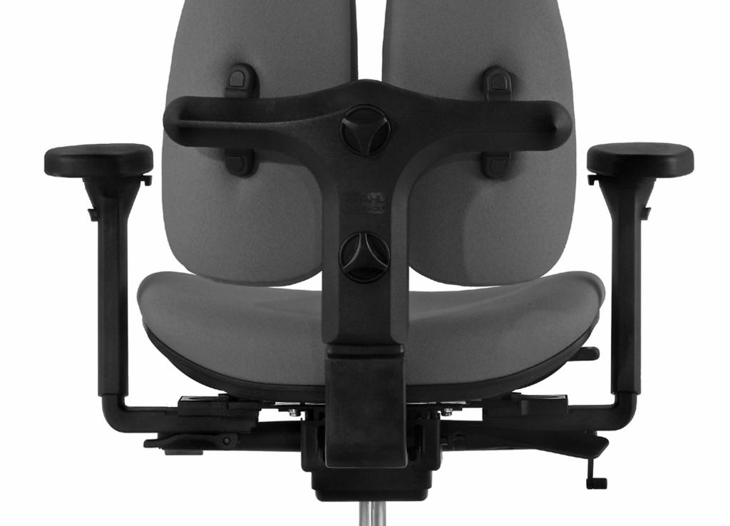Rückenhöhen- und Breitenverstellung Um die Rückenlehnenhöhe zu verstellen, stellen Sie sich hinter den Stuhl und lösen Sie das untere Handrad D.