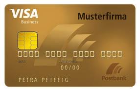 Anlage 1 Produktprofil Kartendesign Postbank Visa Business Card Gold goldfarben Vorderseite: Postbank Logo optional: Logo des Unternehmens in schwarz oder farbig optional: Einprägung des Firmennamens
