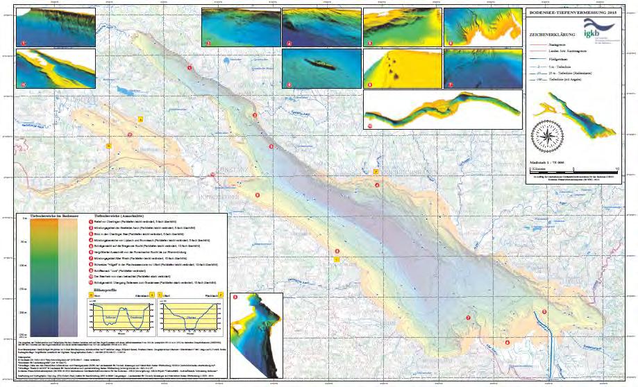 Auf Veranlassung der IGKB wurde, mithilfe vom BOWIS, eine Karte der neuesten Bodensee Tiefenvermessung 2015 in Papierform erstellt und gedruckt.
