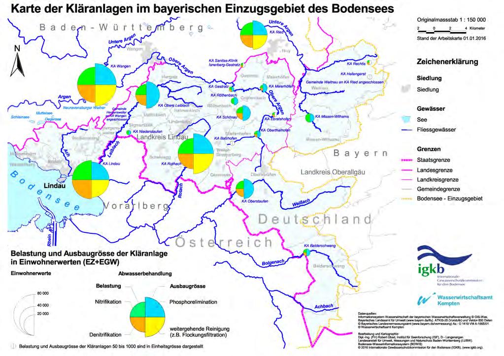 16: Kläranlagenkarte 2015 vom bayerischen Einzugsgebiet