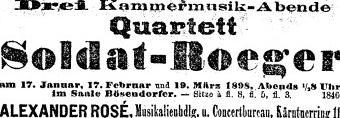 Mühlfeld, Klarinette. [1897: Konzerttournee (30.3. 4.