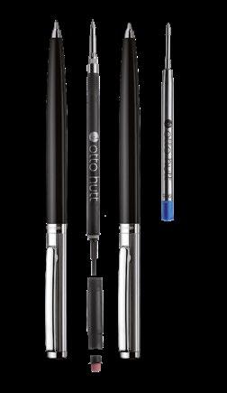 Drehkugelschreiber und Drehbleistifte design01 & design02 Schreiben: Kugelschreibermine bzw. Bleistiftmine durch Rechtsdrehung der Kappe in Schreibposition bringen.
