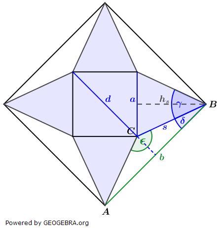 Lösung W2b/2018 Die Höhe einer quadratischen Pyramide errechnet sich mit dem Satz des Pythagoras über: bzw. h DEF Rh S T : U h DEF R T V U Wir müssen also h S, W und bestimmen.