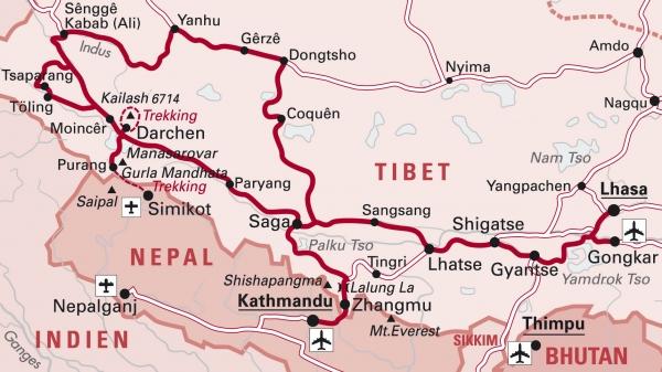 Tibet Trekkingreise Mt. Kailash - Sagadawa Fest via Lhasa Von Lhasa durch die südwestliche Hochebene zum Mt.