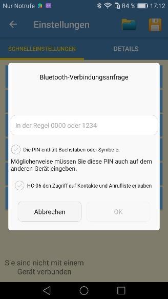 1 2 3 4 Bild 1: Auf das blaue Bluetooth Symbol tippen und damit die Suche nach BT Geräten