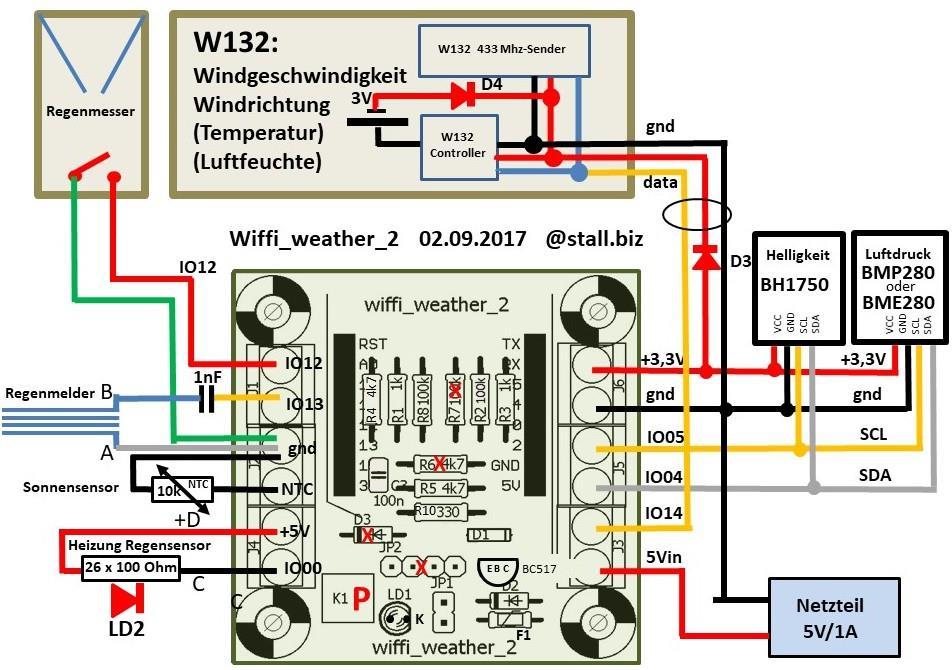 D3 und D4 (1N5817) sind optionale zusätzliche Dioden in der Versorgungsleitung zum W132. Man braucht diese nur, wenn man den W132 zusätzlich mit Batterien betreiben will. Das kann ggf.
