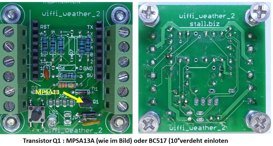 - Als Schaltransistor kommt je nach Teileverfügbarkeit sowohl der BC517 als auch MPSA 13A zum Einsatz.