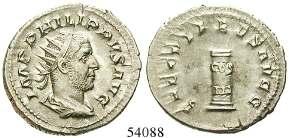 vz 150,- 54091 Antoninian 248, Rom. 3,78 g. Drapierte und gepanzerte Büste r.