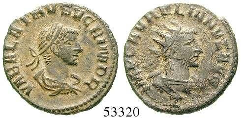 ss-vz 60,- Tetricus II., 271-274 AE-Antoninian 273, Trier. 2,22 g. Drapierte Büste r.