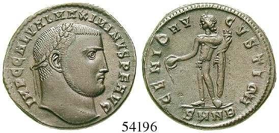 54196 54193 Maximinus II., 309-313 AE-Follis 23 mm 310, Nicomedia. 6,47 g. Kopf r.