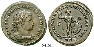 54161 Constantinus I., Caesar, 306-307 AE-Follis 27 mm 307, Trier. 7,09 g. Gepanzerte Büste r.