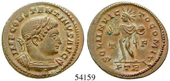 voller Silbersud. ss-vz 120,- 54160 54158 Constantinus I., 307-337 AE-Follis 26 mm 308, Trier. 6,76 g.