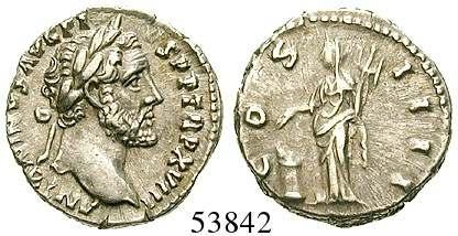 , hält Palladium und Schale über Altar. RIC 238. ss-vz/ss 135,- Denar 158-159, Rom. 3,31 g.