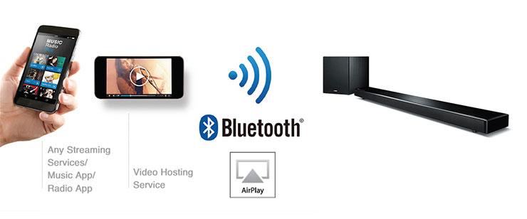 Bluetooth und AirPlay Sie können alle Quellen von Ihrem Smartphone mit Bluetooth oder AirPlay wiedergeben.