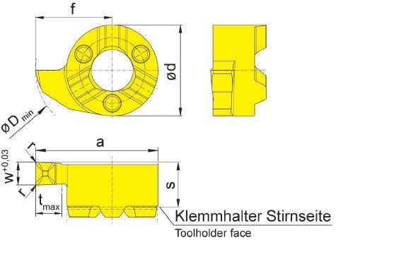 Einstechen (innen) Grooving (internal) S11P B Bohrungs-Ø ab Bore Ø from 10,5 mm Stechtiefe bis Depth of groove up to 2,5 mm Stechbreite Width of groove 1,5-2,5 mm für Klemmhalter for Toolholder e
