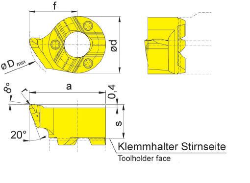 Bohrung-Drehen Boring and Profiling S11P B Bohrungs-Ø ab Bore Ø from 9,8 mm für Klemmhalter for Toolholder e B11P Geometrie.R Geometry.R s f a r d D min EG55 TH35 R/LS11P.1859.