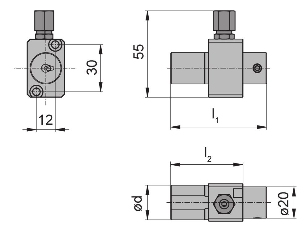 Einstechen und Ausdrehen Grooving and Boring A Klemmhalter Toolholder N105 Bohrungs-Ø ab Bore Ø from 0,2 mm Stechtiefe Depth of groove 2,5 mm Stechbreite Width of groove 2,0 mm Lochbild 12 x 30 mm