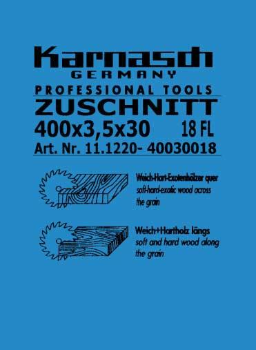 KARNASCH T.C.T. blades comes with a colour-code label. No long search for the suitable blade. Application understandable at once through picture and text. Each typ of blade has its own colour code.