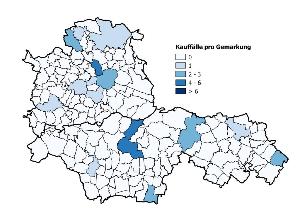 Abbildung 32 Kauffallübersichtskarte beim Rohertragsfaktor von Mehrfamilienhäusern,