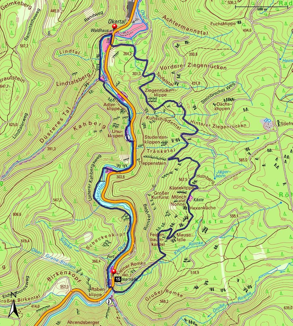 Länge: 10 km Start: Parkplatz am Waldhaus - Ortsausgang Oker in Richtun