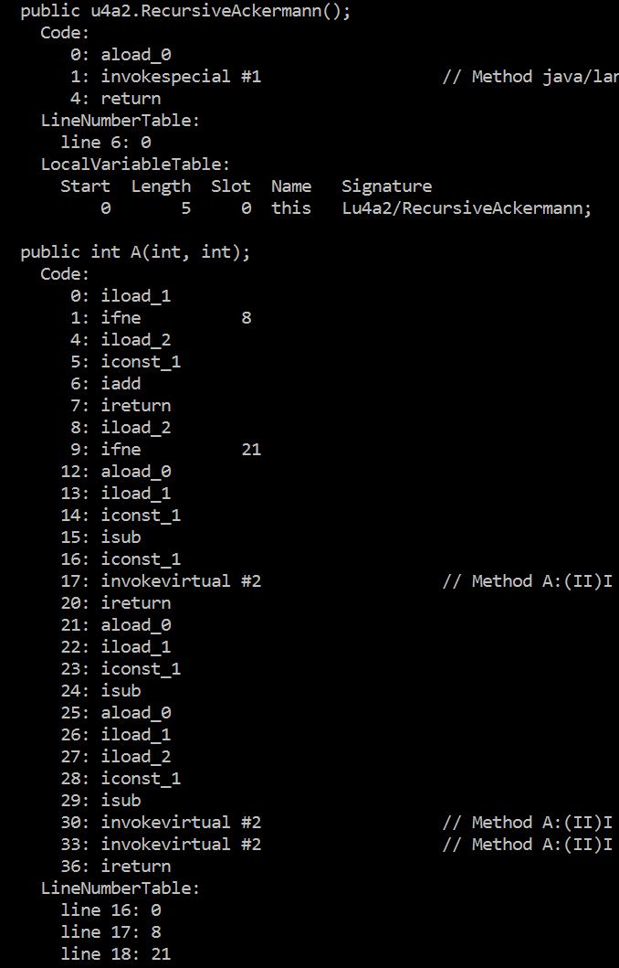 U4.A3 Befehle für die Konsole javac: Compiler java: Ausführen javap: Disassembler Byte position javac -g