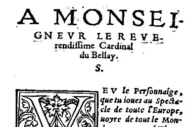 Vergleichen <pb n="4"/>a MONSEI- <lb/>gneur LE REVE- <lb/>rendissime Cardinal <lb/>du Bellay.