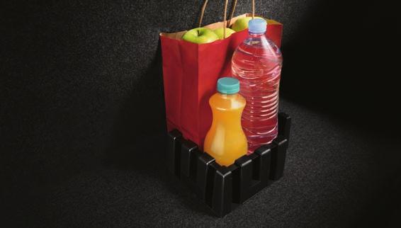 Kofferraum-Organizer-Set Flexibles Ladungssicherungssystem aus Kunststoff. Befestigung mittels Klettbändern an der Unterseite.