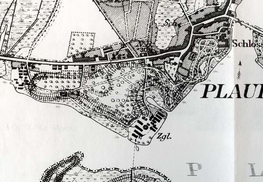 170 Jahre Landschaftspark Plaue Das Messtischblatt von 1880 der Königlich Preußische Landesaufnahme zeigt die gesamte Ausdehnung des Landschaftsparks, der ab 1839 durch die Grafen von
