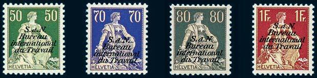 1264 191 1264 1935/44 Helvetia mit Schwert u. Wappen, geriffeltes Papier, Serie acht Werte, tadellos postfrisch, Att.