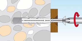 Spanplattenschrauben mit größtem Schraubendurchmesser; Gewindeausformung ähnlich DIN 7998 Die Verankerungstiefe des Dübels muss eingehalten werden Bohrverfahren und Bohrlochreinigung müssen dem