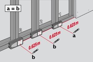 Bedienung Abstecken Zwei verschiedene Distanzen (a und b)
