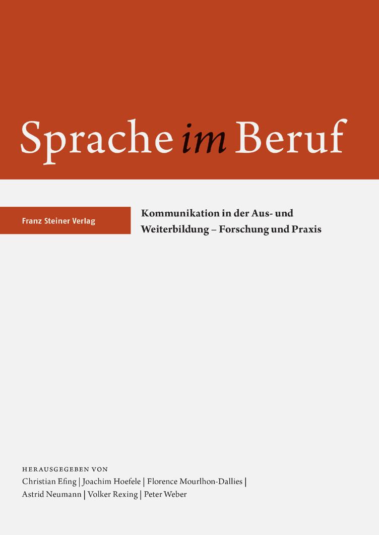 Franz Steiner Verlag 03 33 Sprache im Beruf Erscheinungsweise / 2 x jährlich / 2 issues yearly Abo. jährl./subscr.