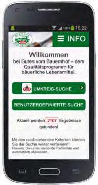 VI. Gutes vom Bauernhof - Online Seit März 2014 steht den Konsumenten auch eine mobile Version der Gutes vom Bauernhof -Homepage für ihre Schmankerl-Suche zur Verfügung.