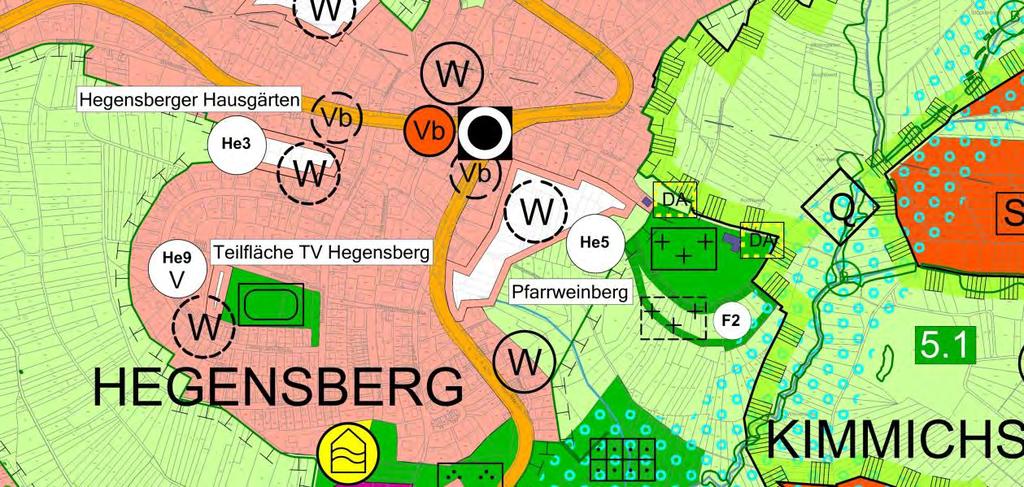 Geplante Ausweisung von Wohn- und Mischbauflächen 124 He 5: Pfarrweinberg Die Fläche Pfarrweinberg war im Vorentwurf des Flächennutzungsplans 2030 als Nachrückerfläche enthalten und wird nun aufgrund