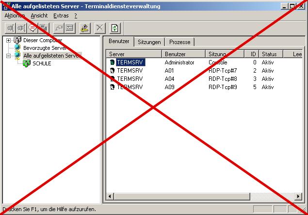 1. Melden Sie sich als Administrator direkt am Server an (nicht vom Lehrerarbeitsplatz aus)! 2. Stellen Sie sicher, dass niemand auf dem Server arbeitet.