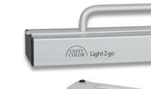 Fachhandel Farbreferenzen Normlicht Farbmesstechnik Lichtmessung an UNITY COLOR Light2go/65 mobile Normlichtleuchte Messpunkte 1-5 Aussenmaße