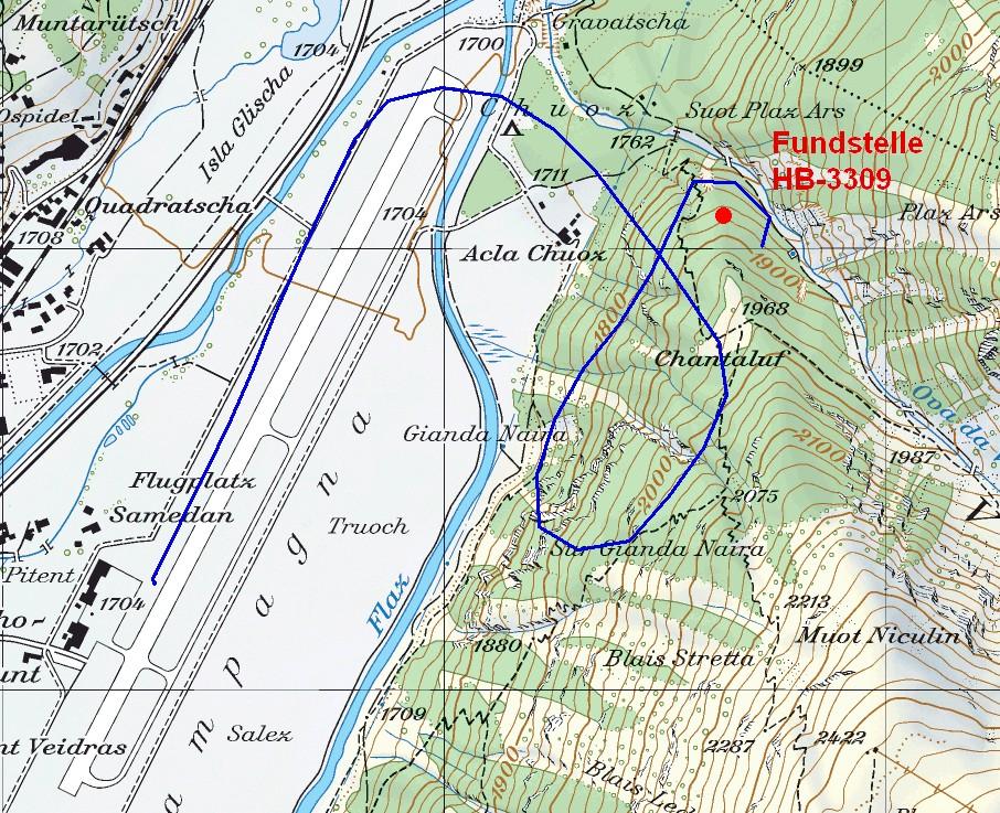 Abbildung 1: Auszug aus der Landeskarte der Schweiz 1:25 000, reproduziert mit Bewilligung des Bundesamtes für Landestopografie.