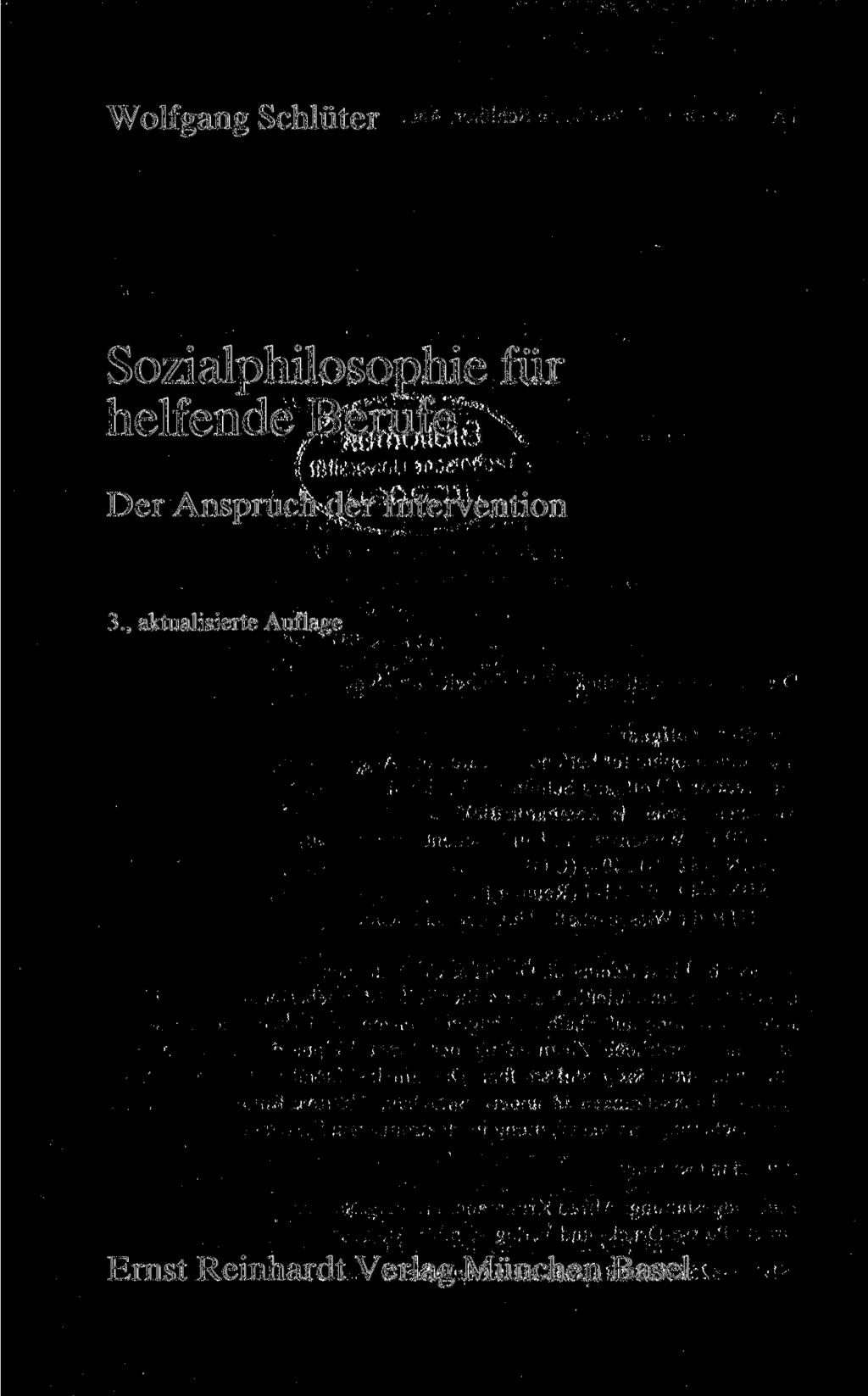 Wolfgang Schlüter Sozialphilosophie für helfende Berufe Der Anspruch der