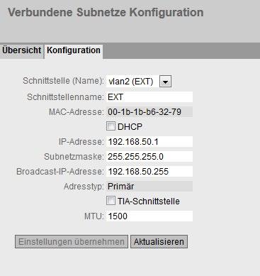SCALANCE S615 mit dem WAN verbinden 1.8 IP-Subnetz anlegen 1.8 IP-Subnetz anlegen Die Schnittstellen werden unterschiedlich behandelt.