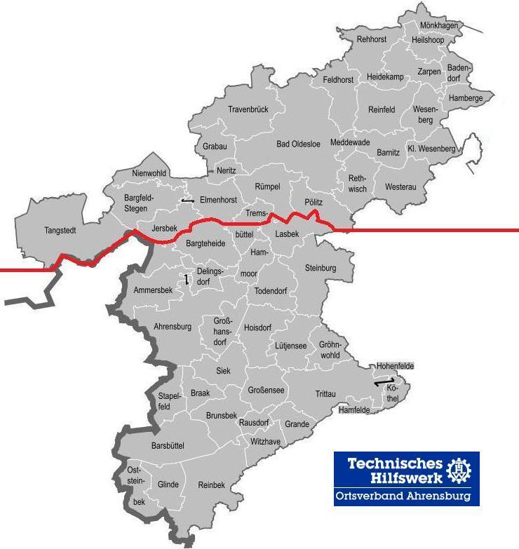 Räumliche Zuständigkeit des OV Ahrensburg: Kartographische Übersicht Das Zuständigkeitsgebiet des THW