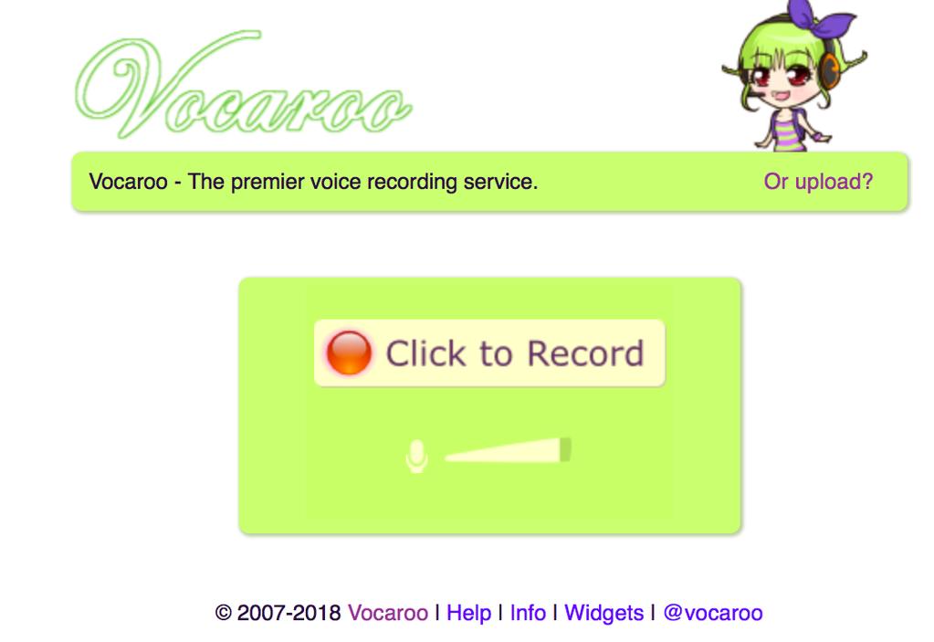 Gehe auf die Seite www.vocaroo.