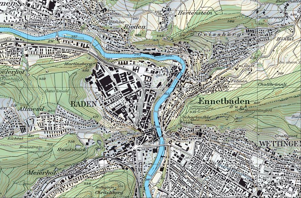 Stadt Baden Kanton Aargau Gestaltungsplan "Axpo-Areal" gemäss 21 BauG Reproduziert mit Bewilligung von swisstopo (JA130142) Mitwirkung vom:... bis:... Vorprüfungsbericht vom:.