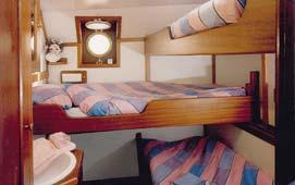 Bett (1,25 m) oder mit 2 unteren Betten 1-Bett- Kabine = Kabine zur