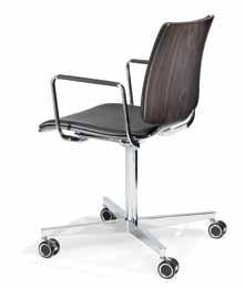 Ook leverbaar met een aluminium kruispoot met glijders en een draaibare zitting of op wielen met een vaste zitting.