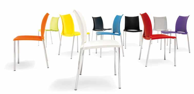 The dynamically shaped back is strongly reminiscent of a sail. Both seat and back are made of hard-wearing, yet lightweight plastic, making this series easy to handle, hygienic and easy to clean.