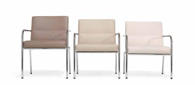 De vierpoots Scorpii lounge modellen zijn in drie zithoogtes leverbaar: 42 cm voor lounges, 45 cm voor het gebruik met tafels, of 50 cm voor orthopedisch zitcomfort.