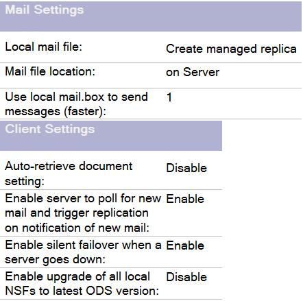 Verwaltete E-Mail Replik: Konfiguration per Richtlinie Wird unter Local Mail file eine der Optionen Create managed replica Create