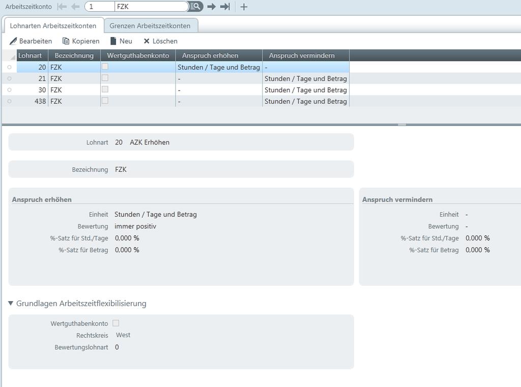 3.0 Lohnarten zum Arbeitszeitkonto zuordnen STAMM > ARBEITSZEITKONTO >,,+ Damit die Zu- und Abgänge auf dem Arbeitszeitkonto verwaltet werden können, müssen die angelegten Lohnarten dem