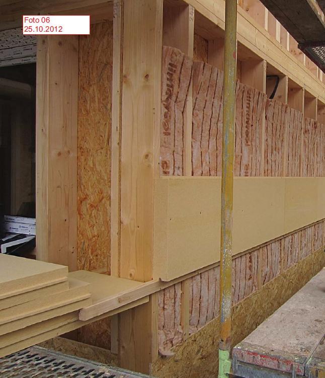 4.2 Konstruktion inkl. Dämmung der Außenwände Die Außenwände sind in Holzständerbauweise errichtet.