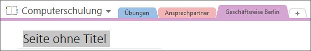Der Titel kann überschrieben werden Oder Sie geben den Titel und damit den Seitennamen direkt im Notizenbereich ein bzw. ändern ihn ab.
